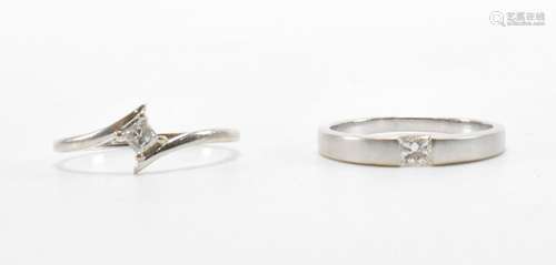 TWO WHITE GOLD & DIAMOND RINGS