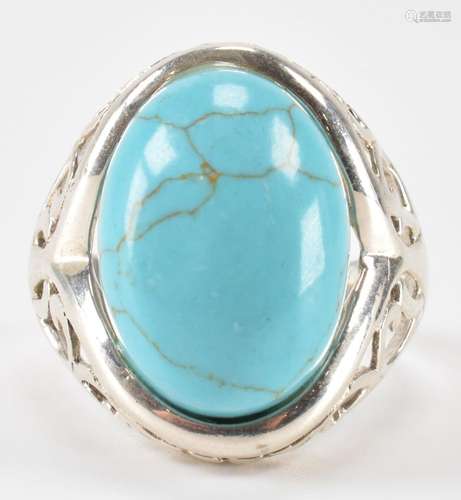 SILVER & FAUX TURQUOISE DRESS RING