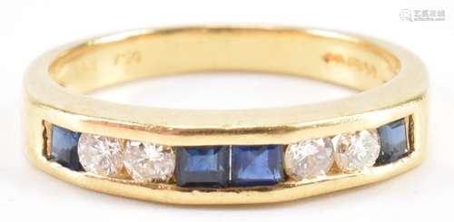 HALLMARKED SAPPHIRE & DIAMOND HALF ETERNITY RING