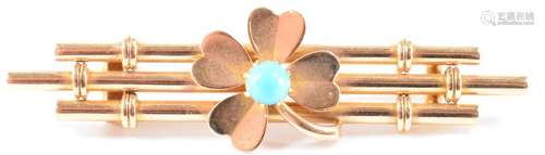 VCTORIAN GOLD & TURQUOISE BAR BROOCHES