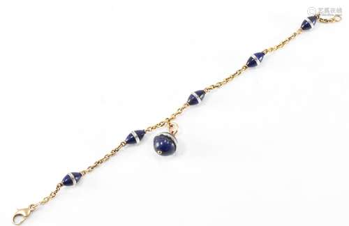 GOLD LAPIS LAZULI & ROCK CRYSTAL BRACELET