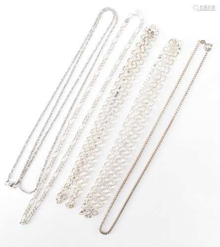 FIVE 925 SILVER CHAIN NECKLACES