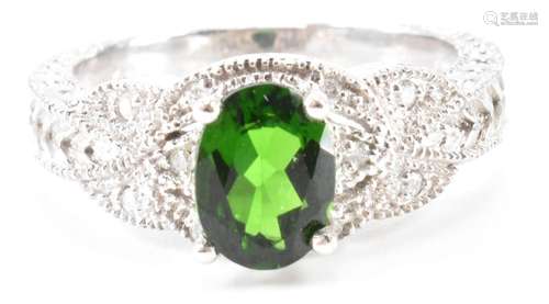 WHITE GOLD TOURMALINE & DIAMOND RING