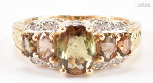 GOLD SMOKEY QUARTZ & DIAMOND RING