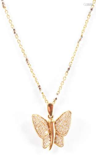 18CT GOLD & DIAMOND BUTTERFLY PENDANT NECKLACE