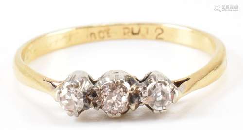 GOLD & DIAMOND THREE STONE RING