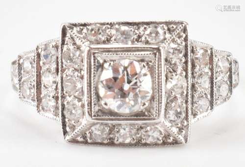 ART DECO PLATINUM & DIAMOND PANEL RING