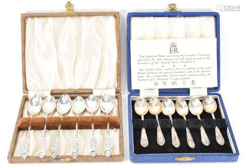 TWO SET OF SILVER TEASPOONS - MIDDLE EASTERN & ENGLISH