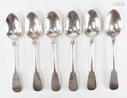 SIX SILVER HALLMAKED TEA SPOONS - VICTORIAN & LATER