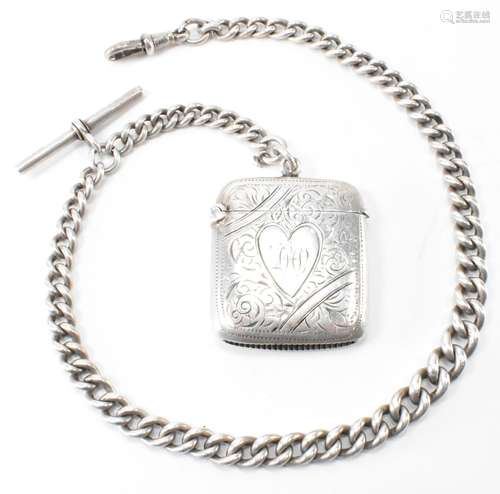 HALLMARKED SILVER VESTA CASE & CHAIN