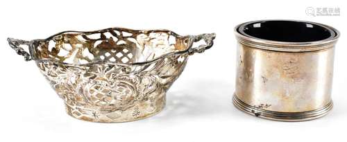 HALLMARKED SILVER DISH & CONDIMENT POT