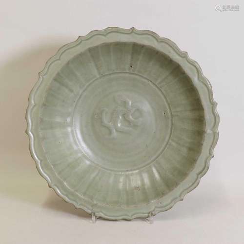 A Chinese Longquan celadon dish,