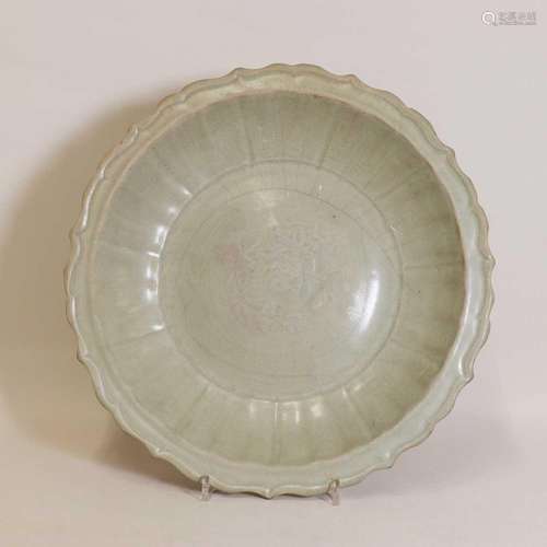 A Chinese Longquan celadon dish,