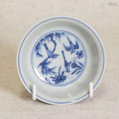 A Chinese blue and white saucer,