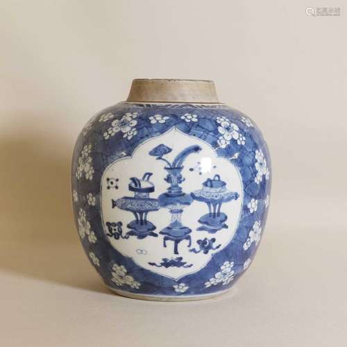 A Chinese blue and white jar,