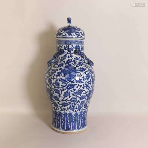 A Chinese blue and white vase and cover,