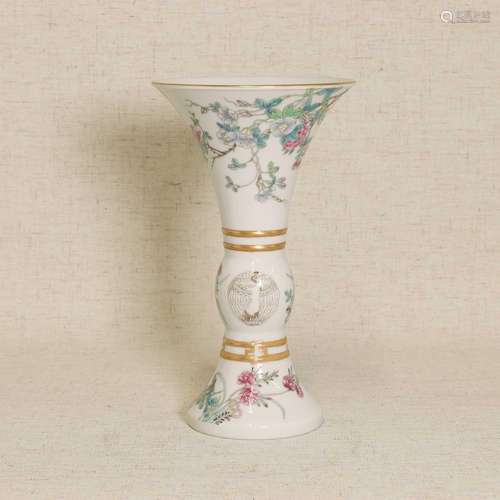 A Chinese famille rose gu vase,