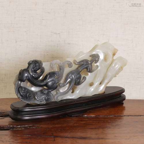 A Chinese jade brush rest,