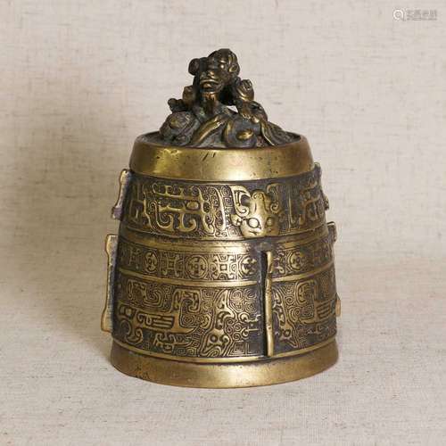 A Chinese brass bell,