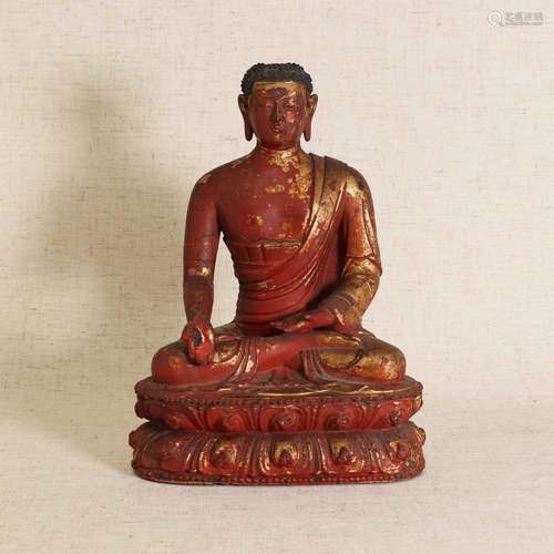 A Chinese gilt lacquered wood Buddha,