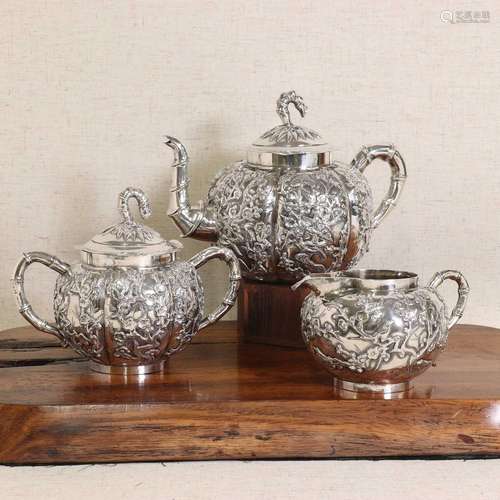 A Chinese silver tea set,