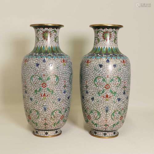 A pair of Chinese cloisonné vases,