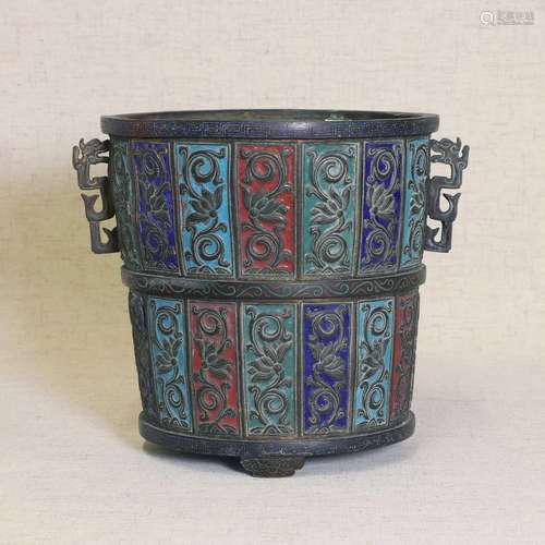 A Chinese cloisonné planter,