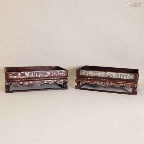 Two Chinese rosewood tray stands,