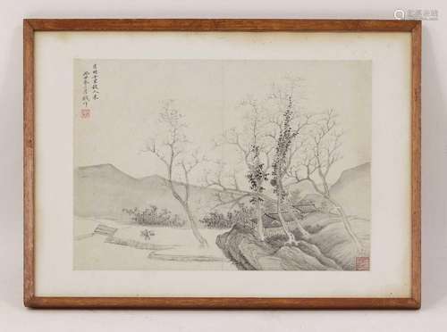 Two Chinese gouache paintings,