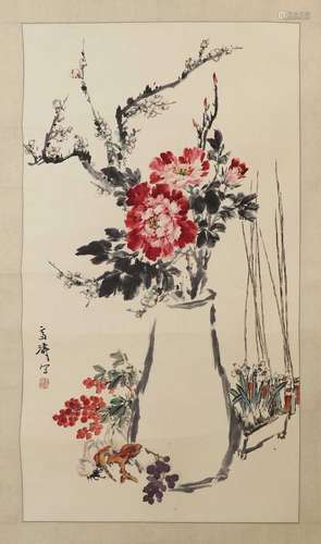 A Chinese gouache painting,