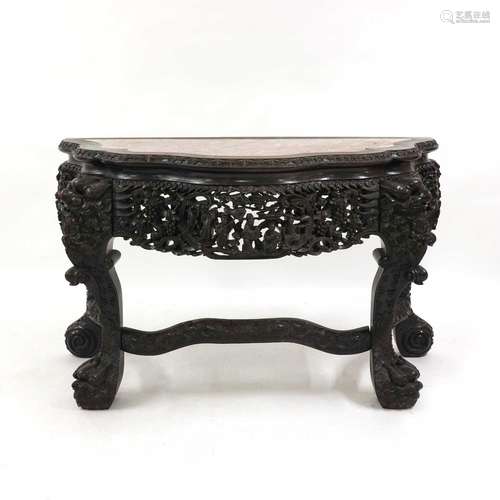 A Chinese hardwood console table,