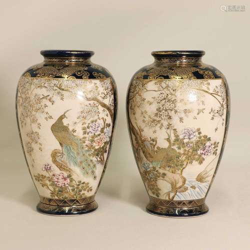 A pair of Japanese Satsuma ware vases,