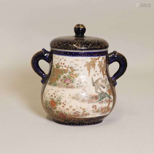 A Japanese Satsuma ware jar and cover,