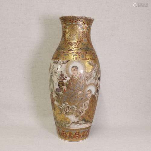 A large Japanese Satsuma ware vase,