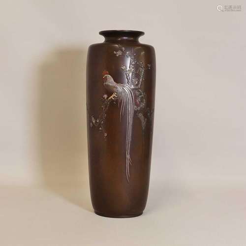 A Japanese bronze vase,