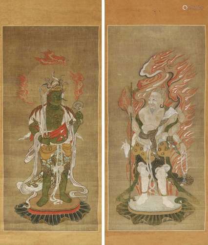 A pair of Japanese hanging scrolls,