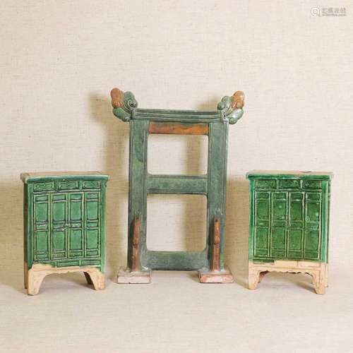 A pair of Chinese earthenware furniture models,