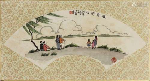 A Chinese fan-shaped painting,