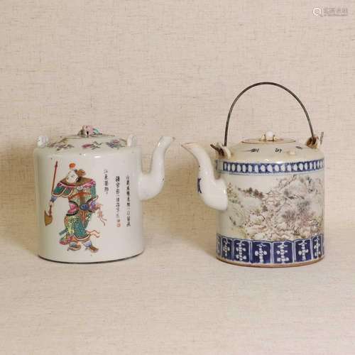 Two Chinese porcelain teapots,