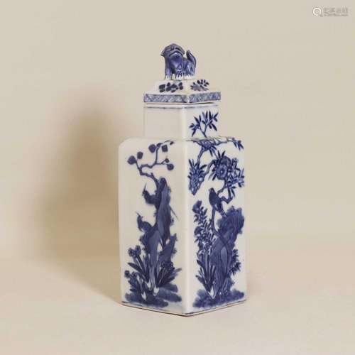 A Chinese blue and white vase and cover,