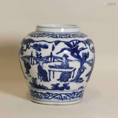 A Chinese blue and white jar,