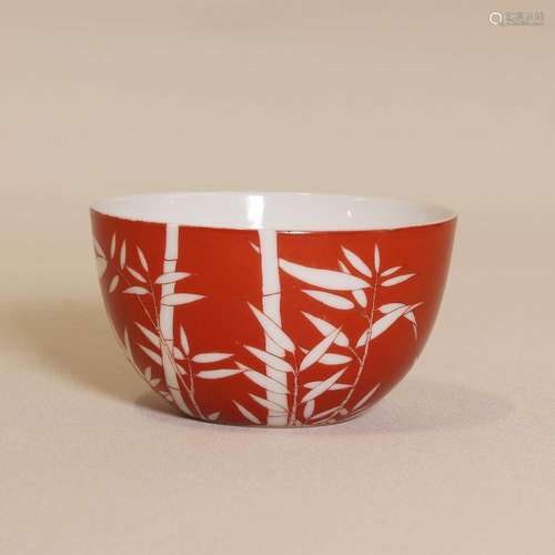 A Chinese coral-ground bowl,