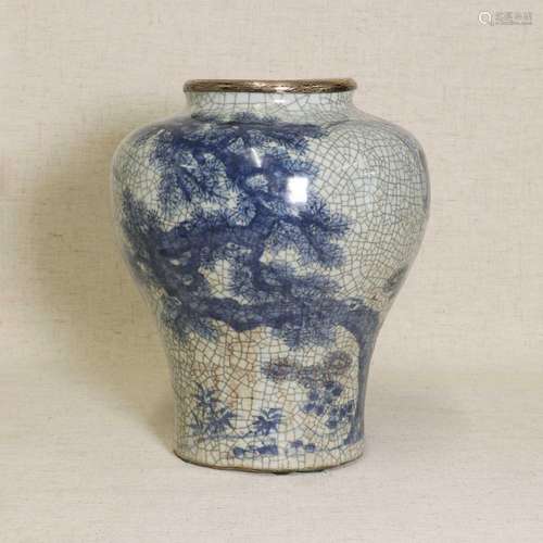 A Chinese blue and white vase,