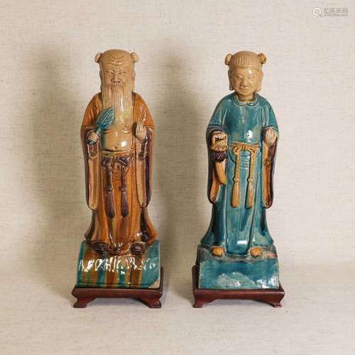 Two Chinese roof tile figures,