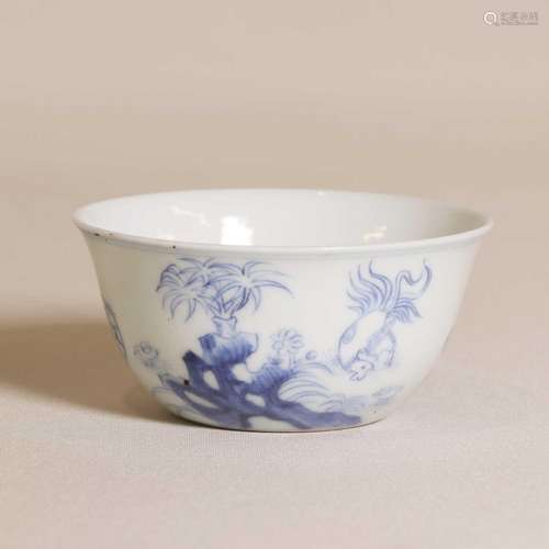 A Chinese blue and white teacup,