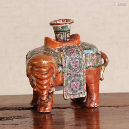 A Chinese famille rose candlestick,