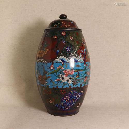 A Japanese cloisonné jar and cover,