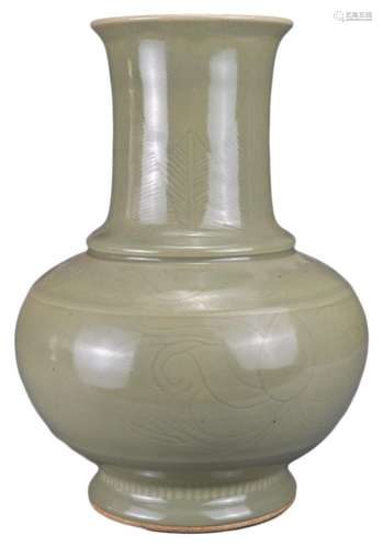 A CHINESE CELADON HU-FORM PORCELAIN VASE, QING DYNASTY