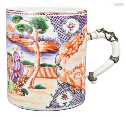 A CHINESE FAMILLE ROSE EXPORT PORCELAIN TANKARD, QIANLONG PE...