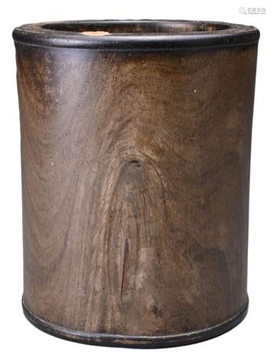 A CHINESE HARDWOOD BRUSH POT, BITONG, 19TH CENTURY